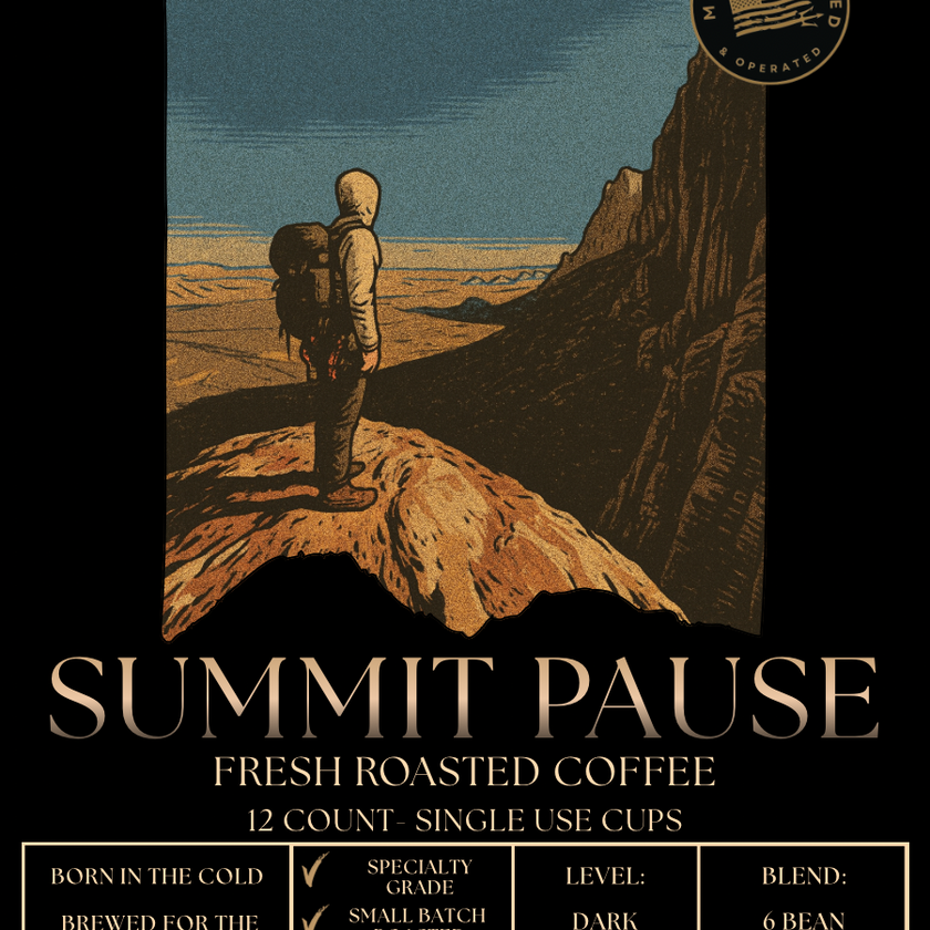 Summit Pause: 6 Bean Blend- Single Use Cups Level: Dark