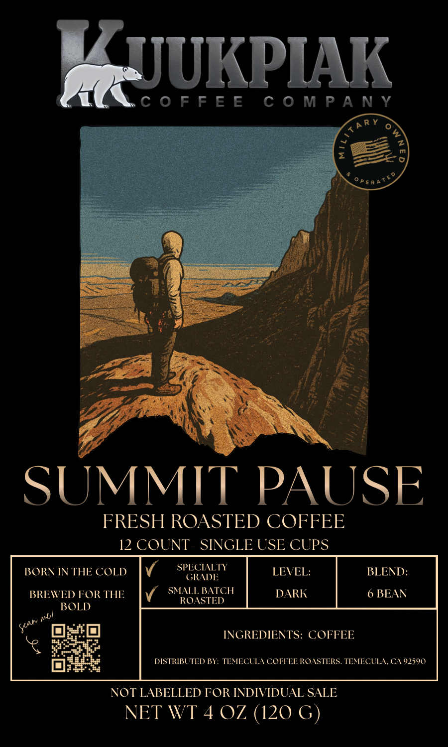 Summit Pause: 6 Bean Blend- Single Use Cups Level: Dark