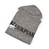 gray camo hoodie with fleece-lined hood and chest logo