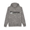 gray camo hoodie with fleece-lined hood and bold chest logo