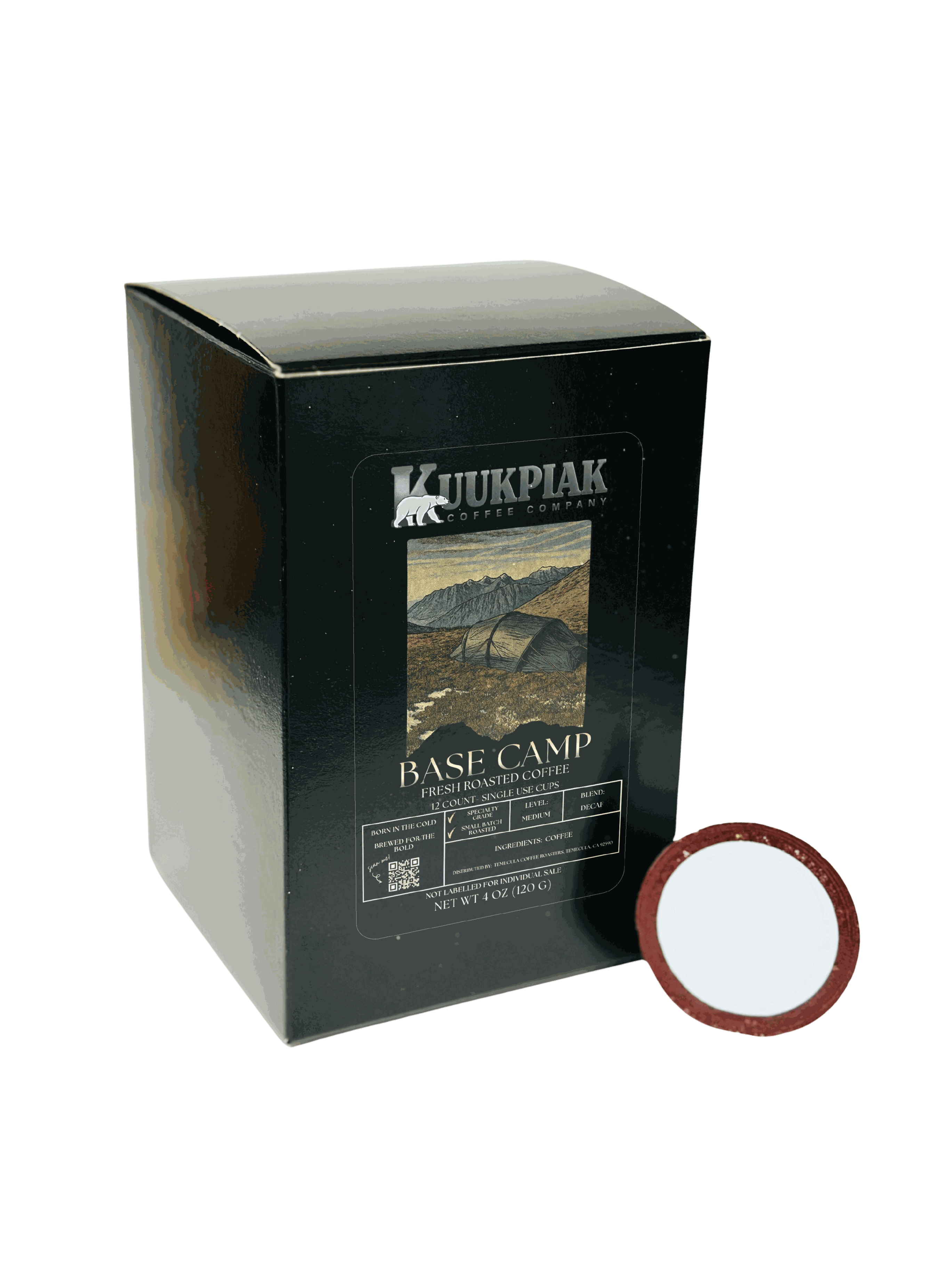 Decaf single-use coffee cups medium roast with chocolate and nutty flavor