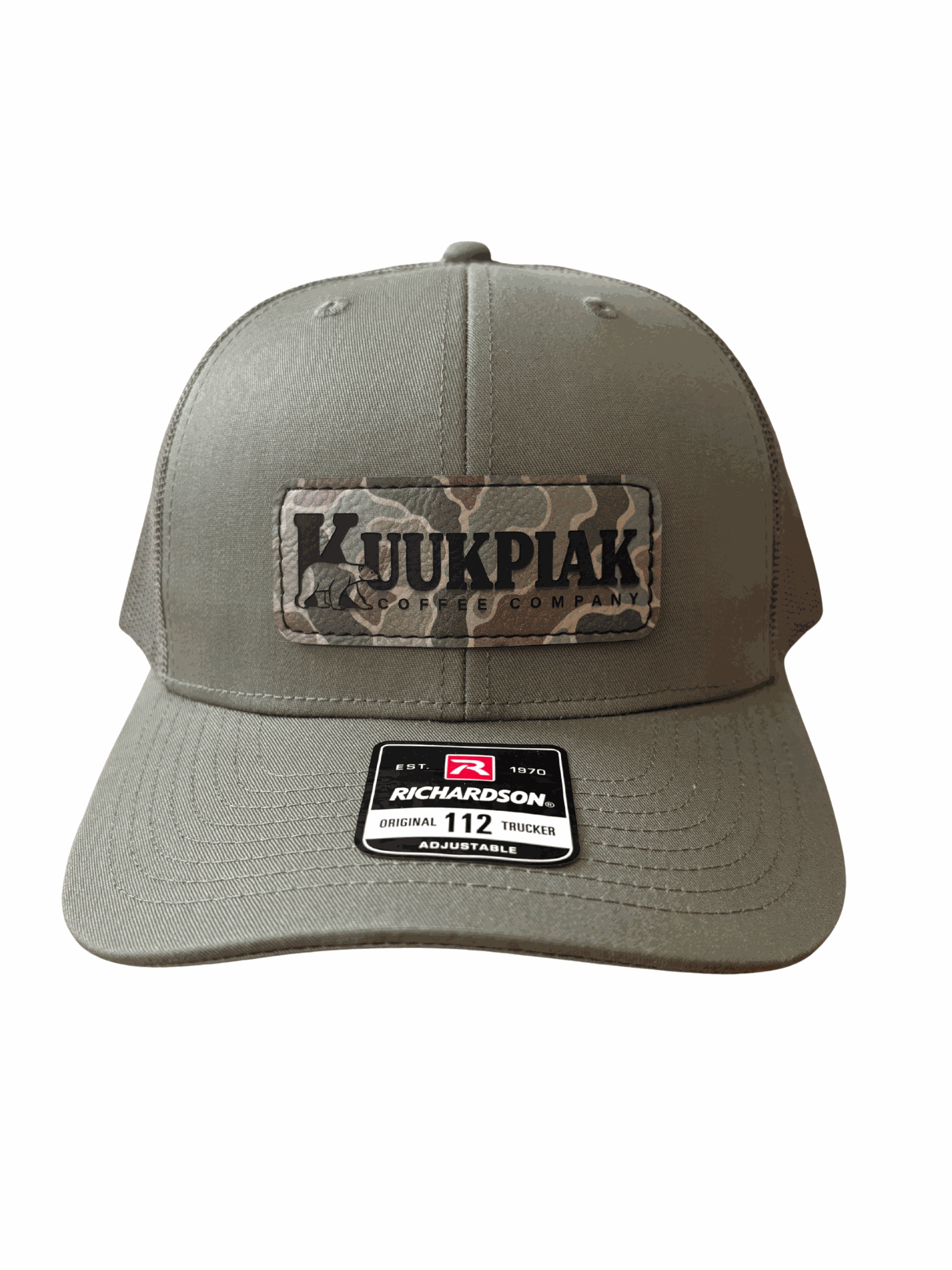 Loden hat with breathable mesh back and Kuukpiak Coffee patch